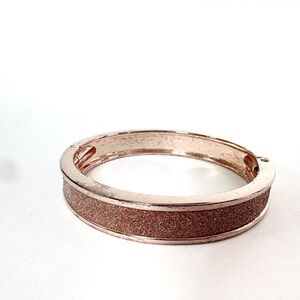 Rose Gold Glitter Hinged Bangle Bracelet